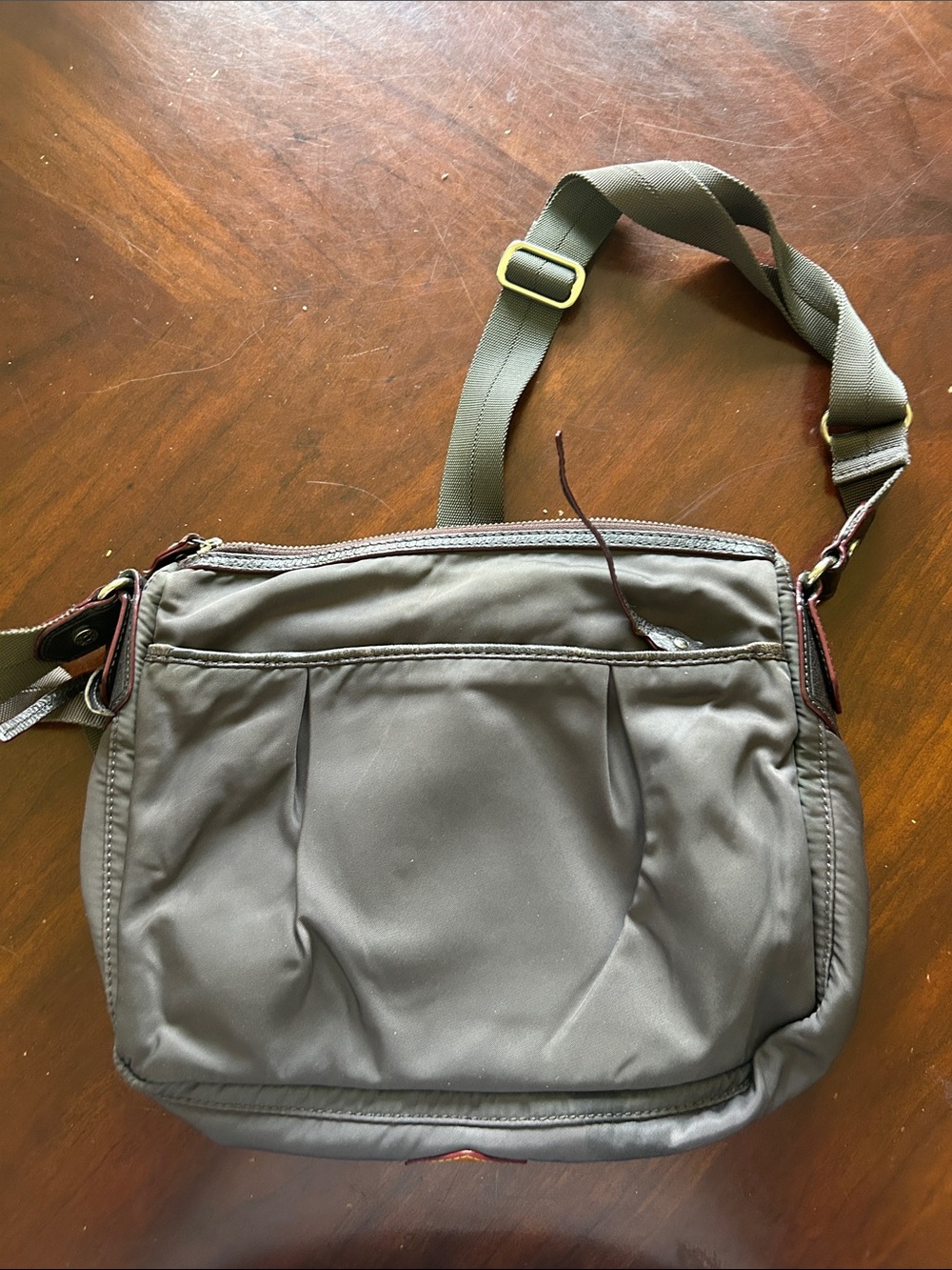MZ Wallace Olive Green Interior Crossbody with Tan Leather Trim - Picture 4 of 7